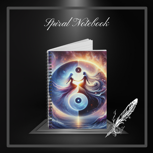 Twin Flame Ying Yang Spiral Notebook - Ruled Line