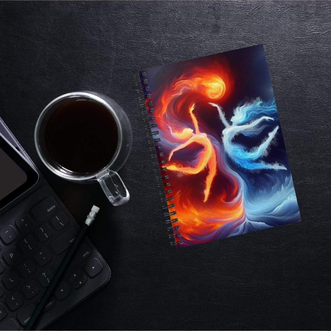 Twin Flames Fire and ice Spiral Notebook - Ruled Line