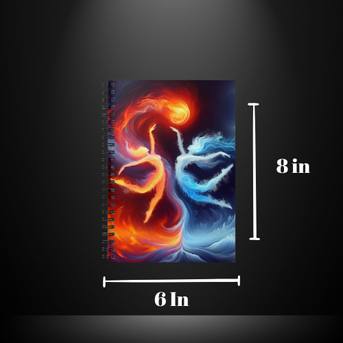 Twin Flames Fire and ice Spiral Notebook - Ruled Line